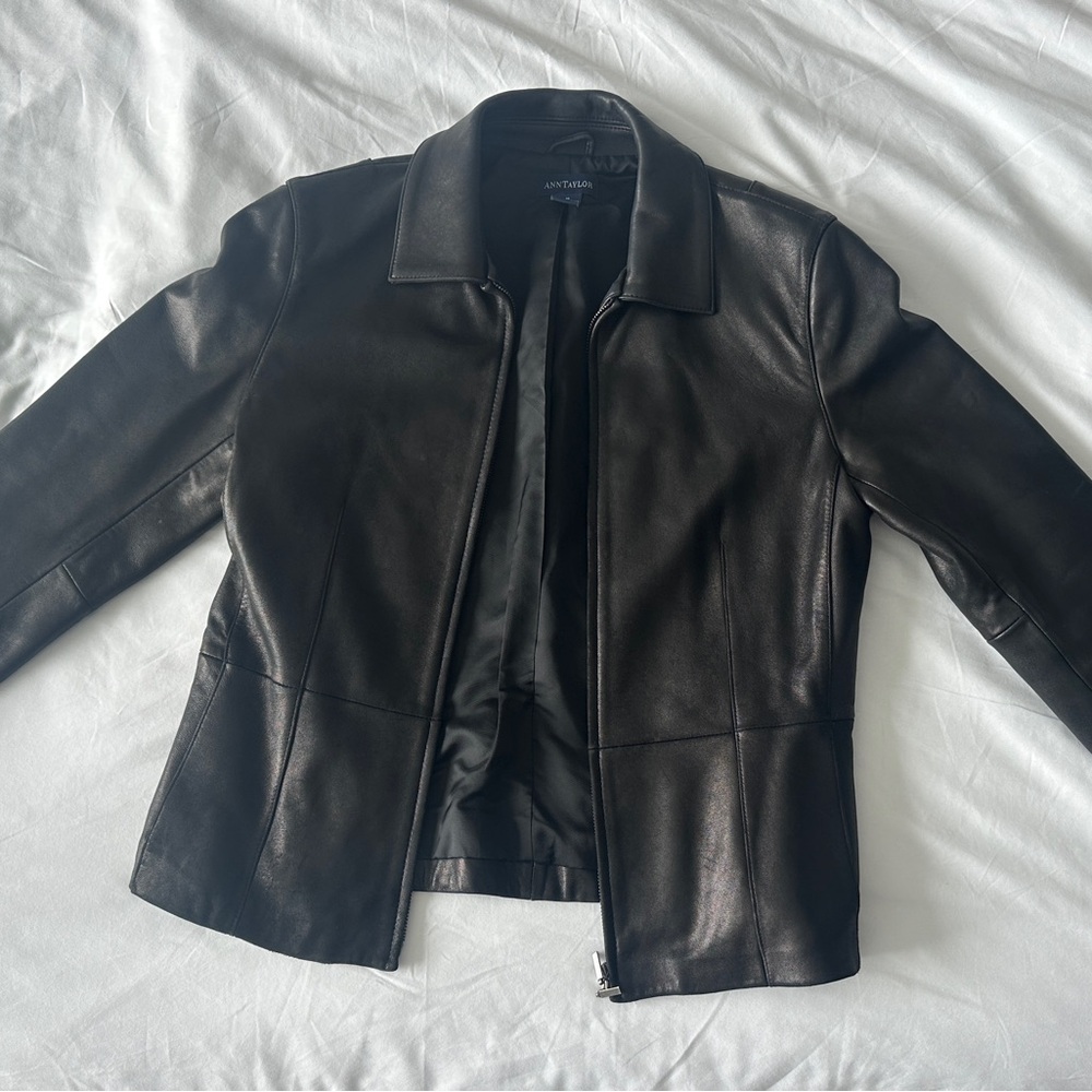 Ann Taylor Classic Black Leather Jacket